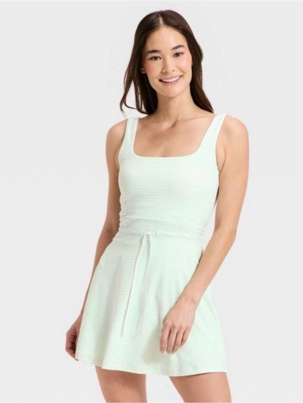 all in motion Mint Green Striped Drawstring Mini Dress